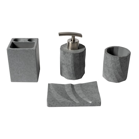 Alfi Brand 4 Piece Solid Concrete Gray Matte Bathroom Accessory Set ABCO1019